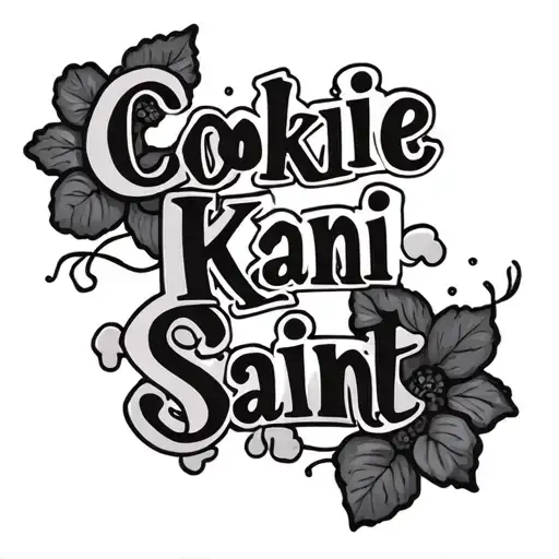 Create me a tattoo with the names Cookie , Kani , and Saint connecting like a crossword puzzle  tattoo design idea