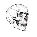 edgy, messy skull with tiny nails in skull tattoo design idea