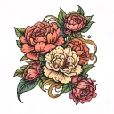 carnations daisies and narcissists flowers intertwined tattoo design idea