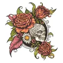 carnations daisies and narcissists flowers intertwined tattoo design idea