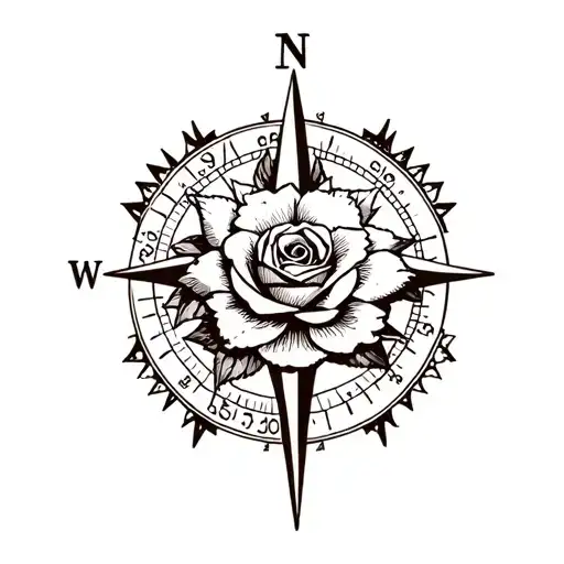 a Compass with the Yorkshire Rose as the face tattoo design idea