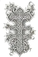 firefighter cross and celtic tree of life tattoo design idea