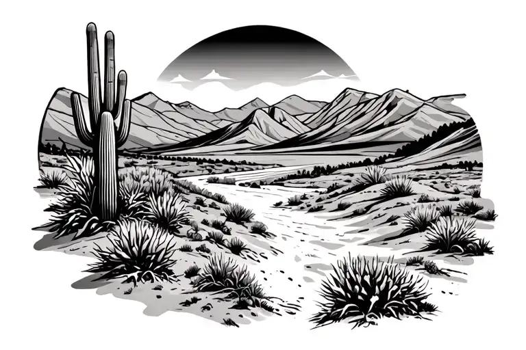 Arizona desert landscape tattoo design idea