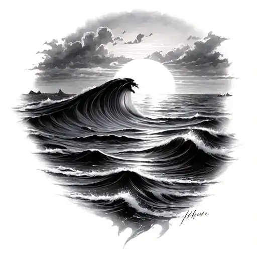 Ocean Sunrise tattoo design idea