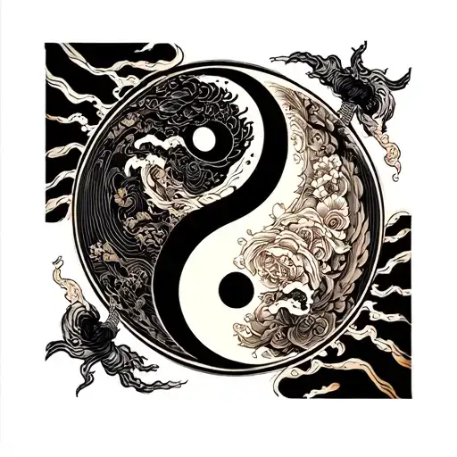 yin yang miyamoto musashi japanese tattoo design idea