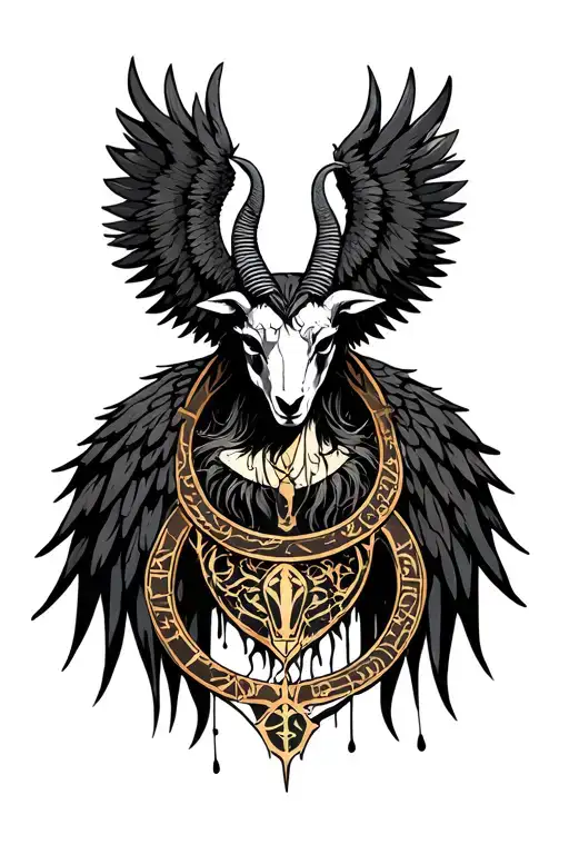 arcangel Uriel with capricorn zodiac sign tattoo design idea