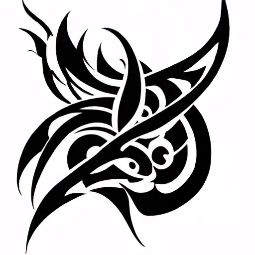 cyber sigilism tribal Japanese tattoo design idea