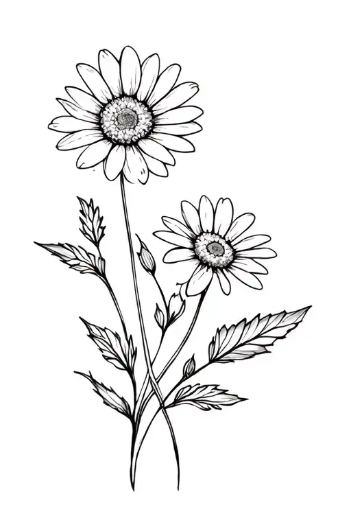 Aster and Daisy flower tattoo design idea