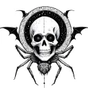 skeleton goth moon coffin bat spider tattoo design idea