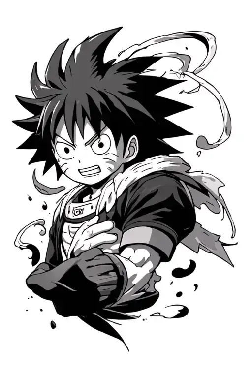 luffy gear 5  naruto and demon slayer tattoo design idea