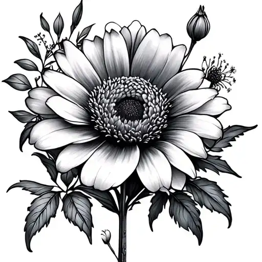 March June April August and September birth flower tattoo design idea