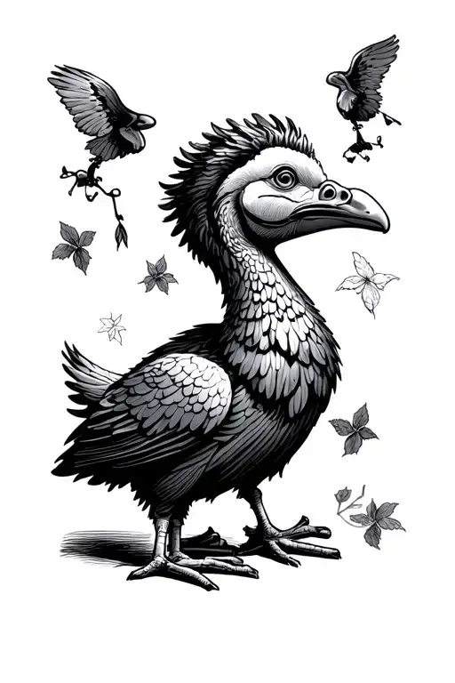 dodo bird as president, giving a inauguration speech tattoo design idea