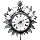 Celtic clock aster flower birth tattoo design idea