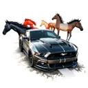 mustang gt going with a heard of mustang horses  tattoo design idea
