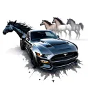 mustang gt going with a heard of mustang horses  tattoo design idea