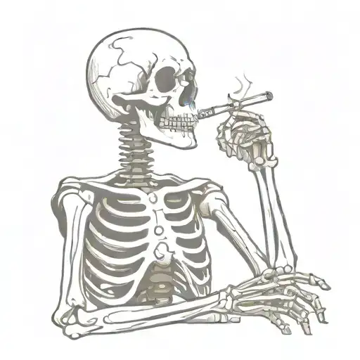 star wars inspired skeleton smoking a cigarette tattoo design idea