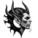 3d devil whispering in ear tattoo design idea