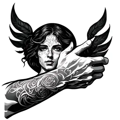 arm that carries intertwined the following fate Pain Family tattoo design idea