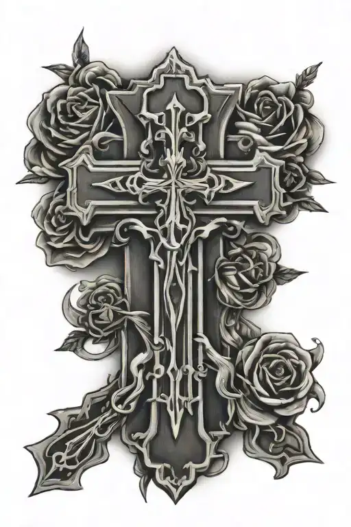 crosses with blessed written tattoo design idea