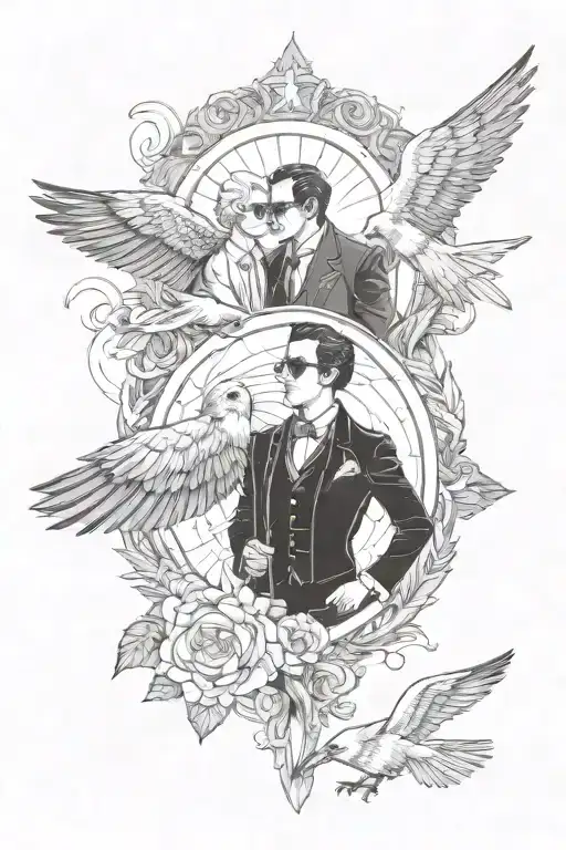 good omens aziraohale and Crowley tattoo design idea