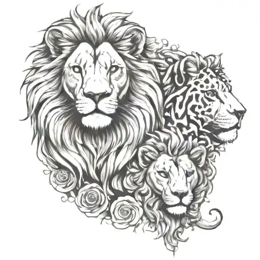 Christian, love, lion, couples tattoo tattoo design idea