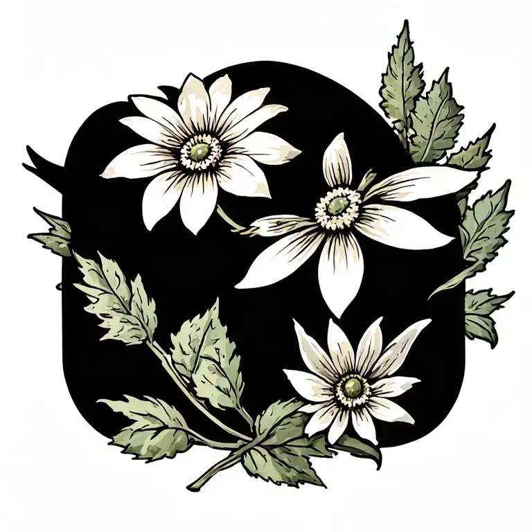 World War Two fighter plane, bomb, edelweiss flower tattoo design idea