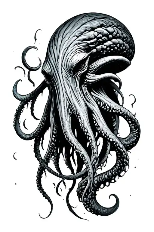 Cthulhu emerging tattoo design idea