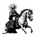 death riding a pale horse make it gothic horror themed with death wearing a sun helmet  tattoo design idea