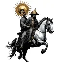 death riding a pale horse make it gothic horror themed with death wearing a sun helmet  tattoo design idea
