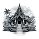 cambodian temple and hawaiian tribal tattoo design idea