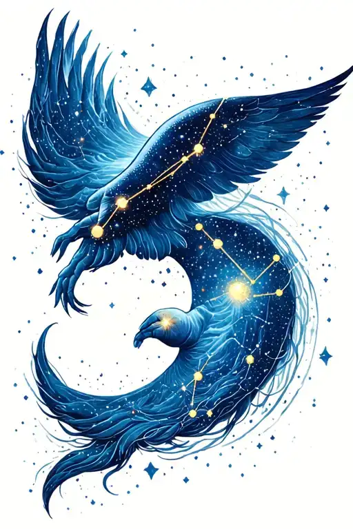 aquarius constellation merging together tattoo design idea