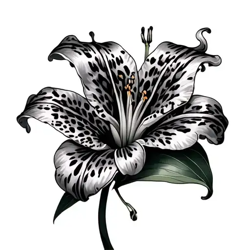 a Lilly flower with leopard print tattoo design idea