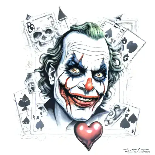 joker card whit 999 at the bodem conner and 666 at the top tattoo design idea