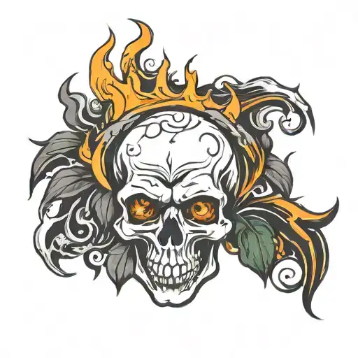 skull and flames hand tattoo tattoo design idea