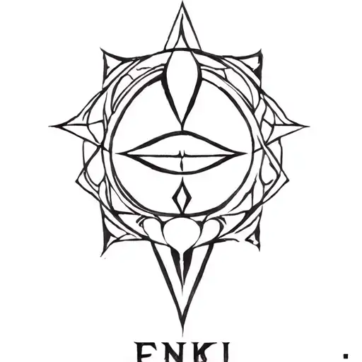 enki god symbol in alchemy tattoo design idea