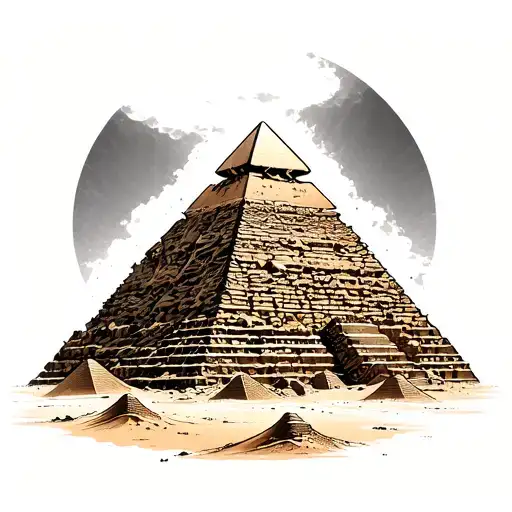 pyramid of Giza surrounded by sand dunes tattoo design idea