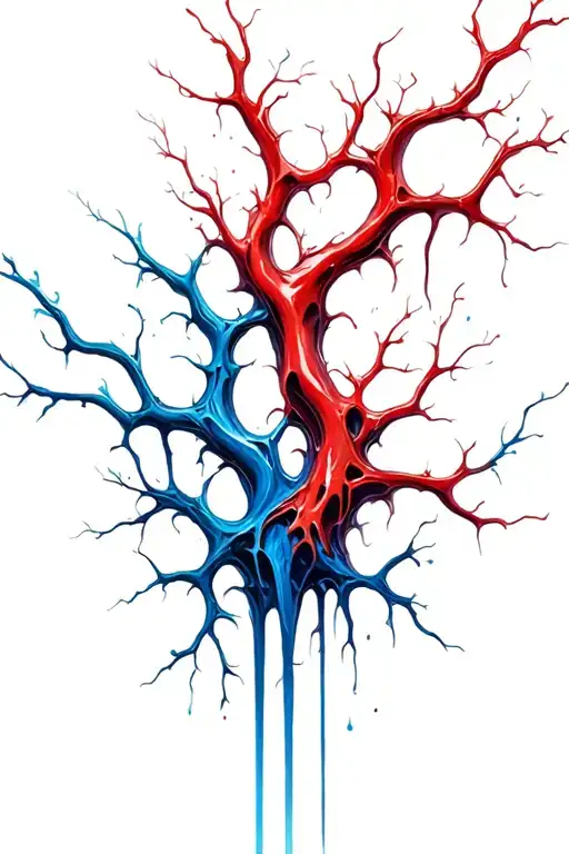 blood veins red and blue haiti tattoo design idea