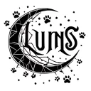"Luns" crescent moon with paw print  tattoo design idea