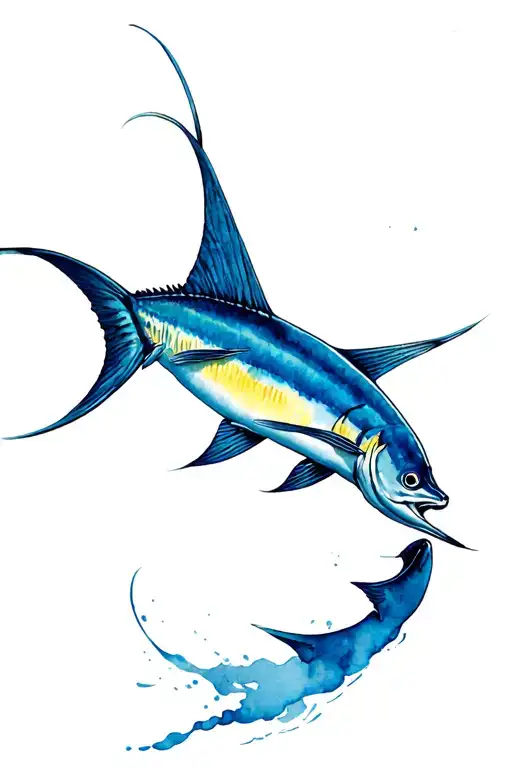 sailfish swimming amidst tattoo design idea