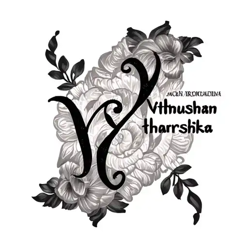 "Vithushan , tharshika " mix two names in one tattoo design( tara, rahul) tattoo design idea