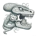 a laughing snake coming out of his skull and wrapping itself around him tattoo design idea