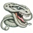 a laughing snake coming out of his skull and wrapping itself around him tattoo design idea