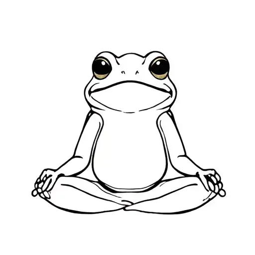 cute frog meditating tattoo design idea