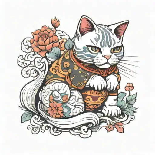 maneki neko tattoo design idea