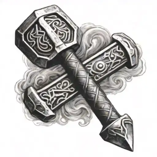 Thor's hammer and the name ingvarr tattoo design idea