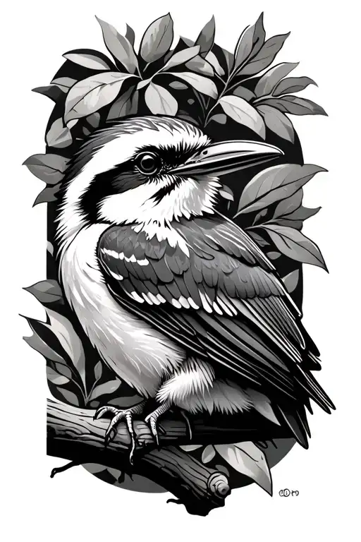 kookaburra on branch tattoo design idea