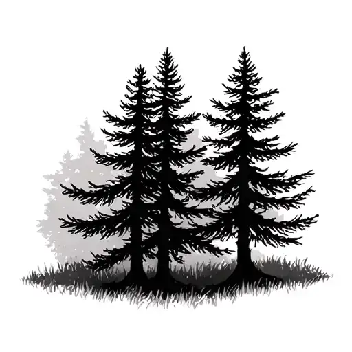 pine trees background looking tattoo design idea