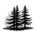 pine trees background looking tattoo design idea