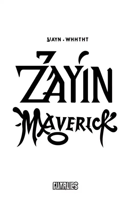 "Zayn Maverick" names written tattoo design idea
