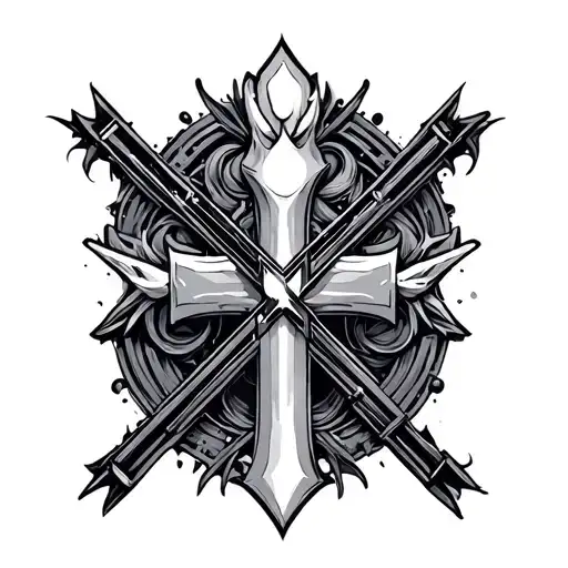 cyber sigilism cross tattoo design idea